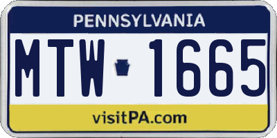 PA license plate MTW1665