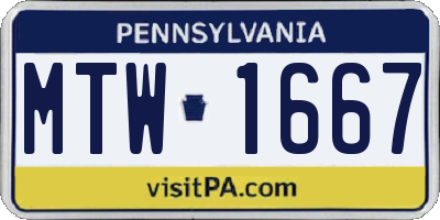 PA license plate MTW1667