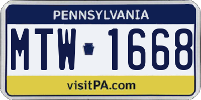 PA license plate MTW1668