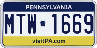 PA license plate MTW1669