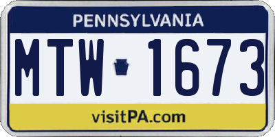 PA license plate MTW1673