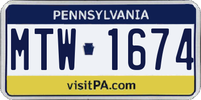 PA license plate MTW1674