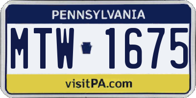 PA license plate MTW1675