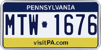 PA license plate MTW1676