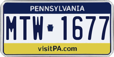 PA license plate MTW1677