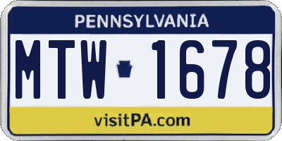 PA license plate MTW1678