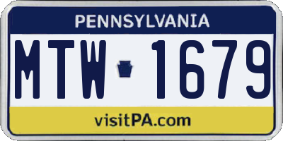 PA license plate MTW1679