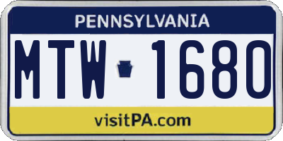 PA license plate MTW1680