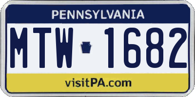 PA license plate MTW1682