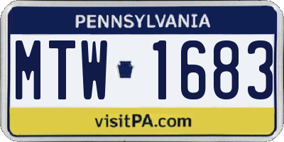 PA license plate MTW1683