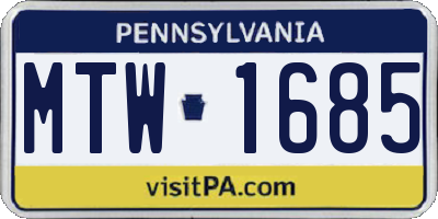 PA license plate MTW1685