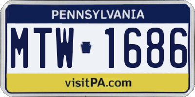 PA license plate MTW1686