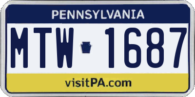 PA license plate MTW1687