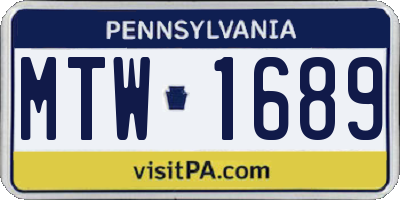PA license plate MTW1689
