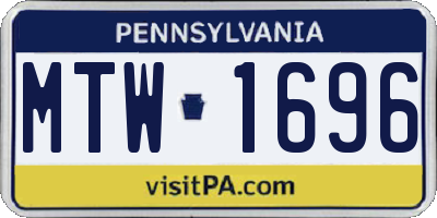 PA license plate MTW1696