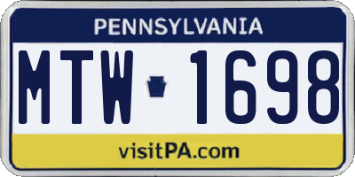 PA license plate MTW1698