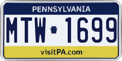 PA license plate MTW1699