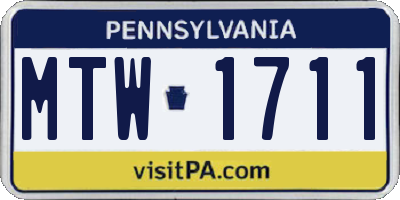 PA license plate MTW1711