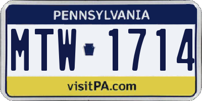 PA license plate MTW1714