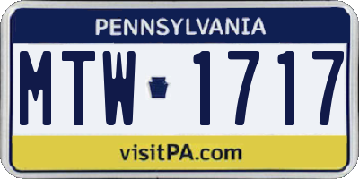 PA license plate MTW1717