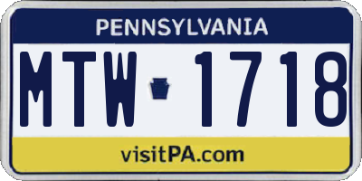 PA license plate MTW1718