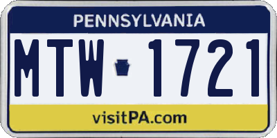 PA license plate MTW1721