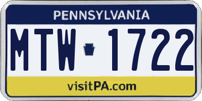 PA license plate MTW1722