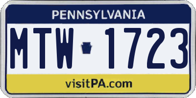 PA license plate MTW1723