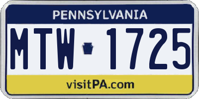 PA license plate MTW1725