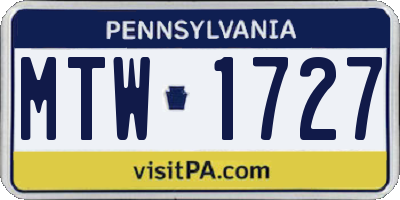 PA license plate MTW1727