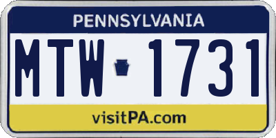 PA license plate MTW1731
