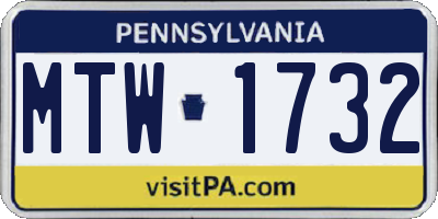 PA license plate MTW1732
