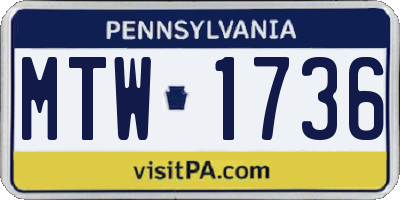 PA license plate MTW1736