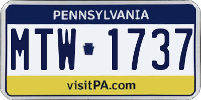 PA license plate MTW1737