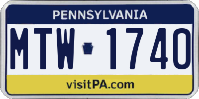 PA license plate MTW1740