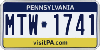 PA license plate MTW1741