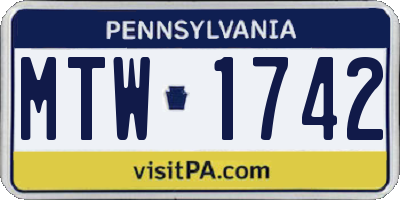 PA license plate MTW1742