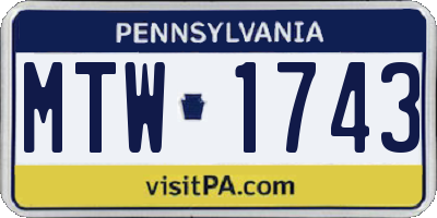 PA license plate MTW1743