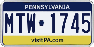 PA license plate MTW1745