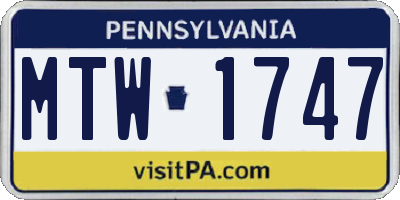 PA license plate MTW1747