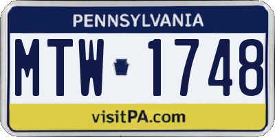 PA license plate MTW1748