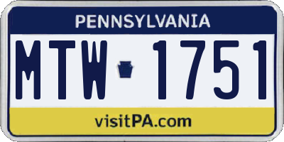 PA license plate MTW1751