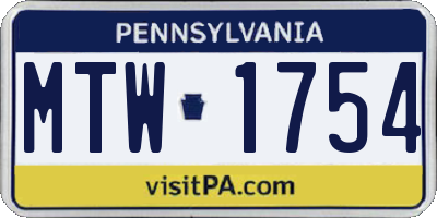 PA license plate MTW1754