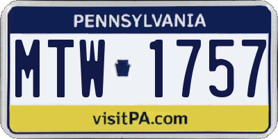 PA license plate MTW1757