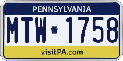 PA license plate MTW1758