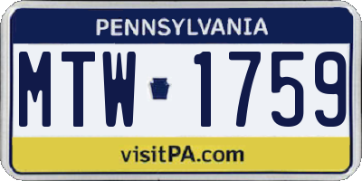 PA license plate MTW1759