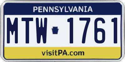 PA license plate MTW1761