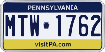 PA license plate MTW1762