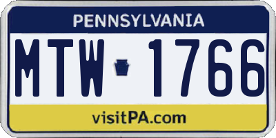 PA license plate MTW1766