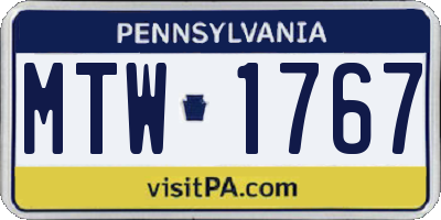 PA license plate MTW1767
